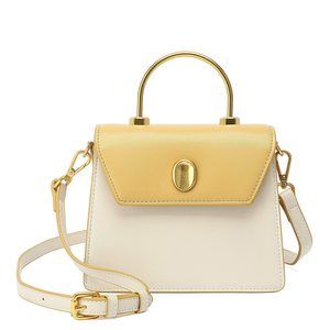 Mini Gold Top Handle Satchel, Crossbody Shoulder Bag, H20840602 - White/Yellow